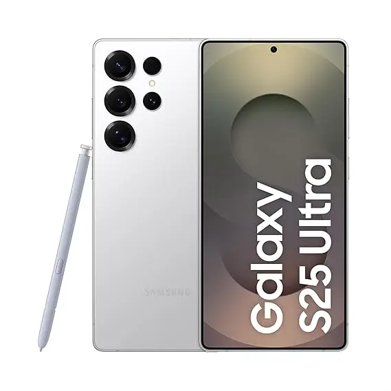 Samsung Galaxy S25 Ultra 5G Smartphone with Galaxy AI (Titanium Whitesilver, 12GB RAM, 512GB Storage), Titanium Frame, Snapdragon 8 Elite, 200 MP Camera with ProVisual Engine and 5000mAh Battery