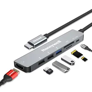 Honeywell 7-in-1 TypeC Docking Station with 4K HDMI,1xUSB 3.0, 2xUSB 2.0 & TypeC 3.0 PD 100W Charging Port, SD & Micro SD Slot,for All Type C Devices- MacBook,Laptop, Thunderbolt 3,PC,3 Years Warranty